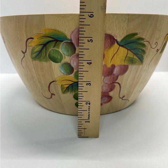 Clay Art hand painted wooden bowl from thailand with beautiful grape clusters - Picture 2 of 7
